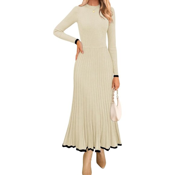 Comfortable Ribbed Knit Maxi Dress for Women - Ideal for Casual & Formal  Wear - cruiseboatoman.com